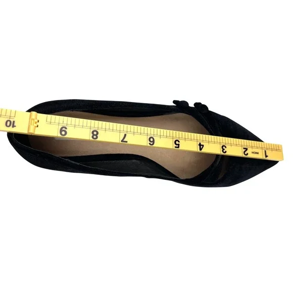 Saks Fifth Avenue Flats Women 10 Black Good Velvet Mary Jane Pointed Toe Luxury - Picture 7 of 16